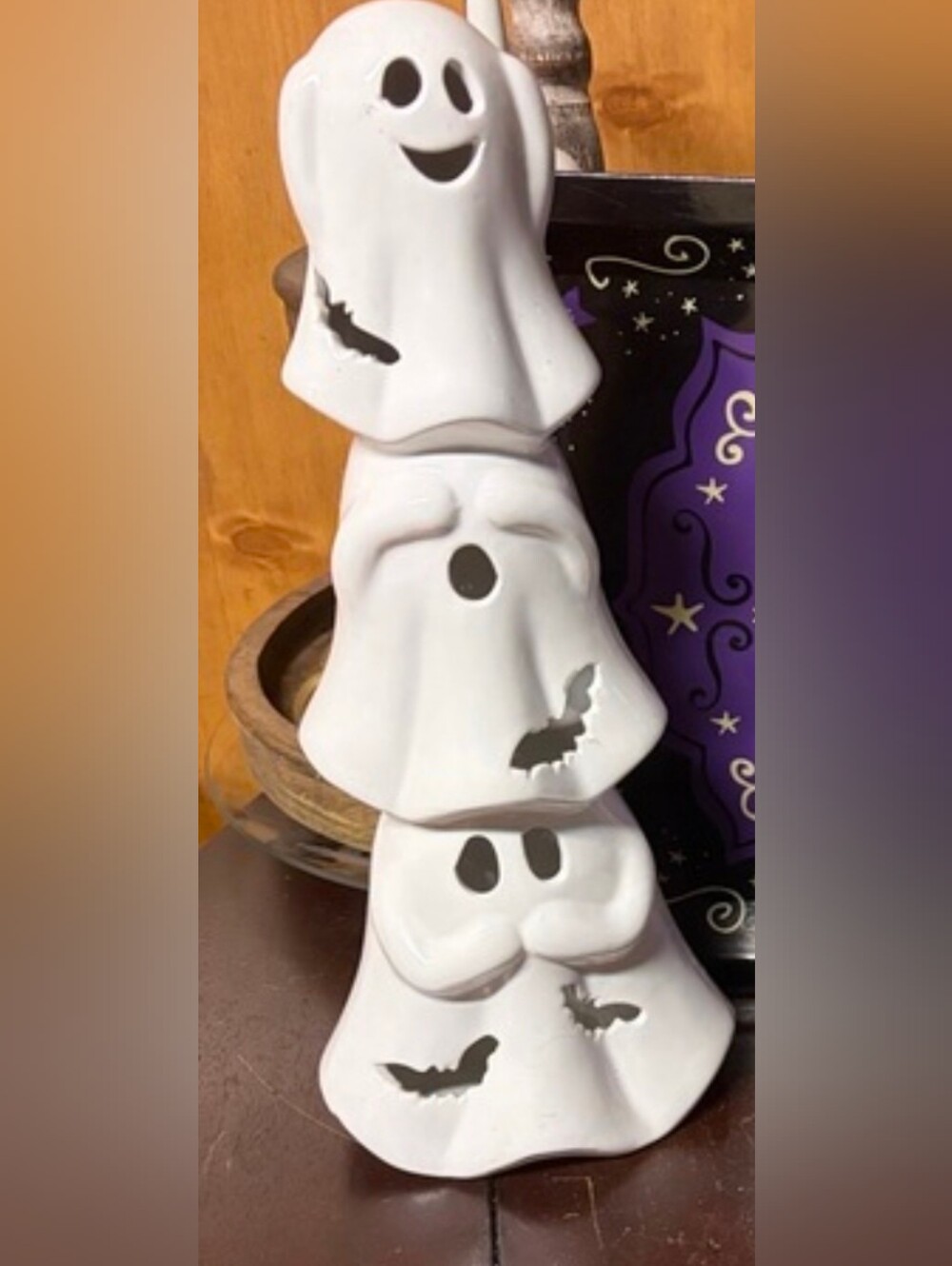 White Ghost Stack Ceramic Halloween Home Accent
